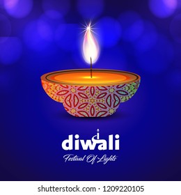 Diwali design blue background and typography vector