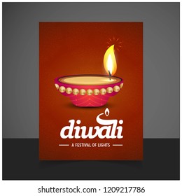 Diwali design brown background and typography vector