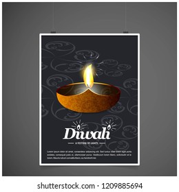 Diwali design with dark background and typography vector