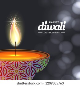 Diwali design with dark background and typography vector