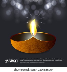 Diwali design with dark background and typography vector