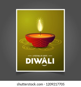 Diwali design with green background and typography vector