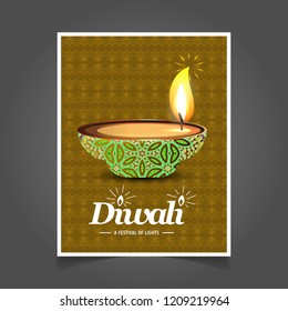 Diwali design with green background and typography vector