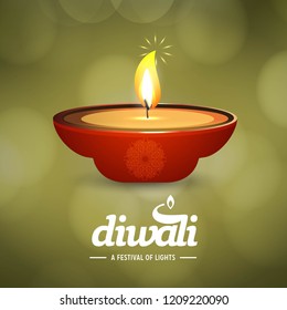 Diwali design with green background and typography vector