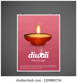 Diwali design with light background and typography vector