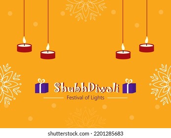 Diwali Design with lights and purple background 