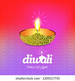 Diwali design with pink background and typography vector