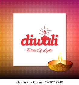 Diwali design with pink background and typography vector