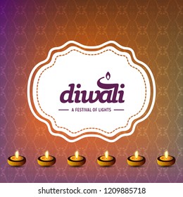 Diwali design with pink background and typography vector