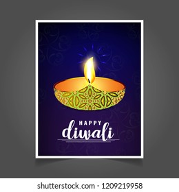 Diwali design with purple background and typography vector