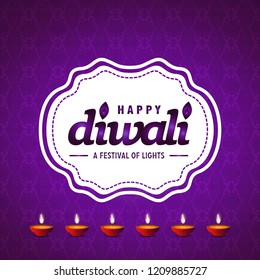 Diwali design purple background and typography vector