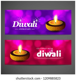 Diwali design purple background and typography vector