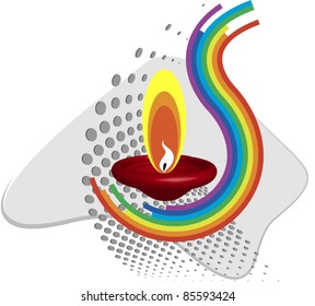 Diwali-Design auf Regenbogen-Hintergrund