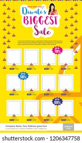 Diwali Design template and background, Diwali Biggest Sale print ad template
