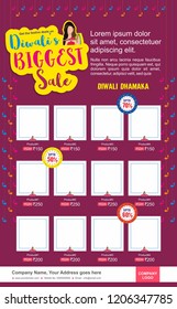 Diwali Design template and background, Diwali Biggest Sale print ad template