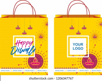 Diwali Design template and background for company or showroom shopping bags 