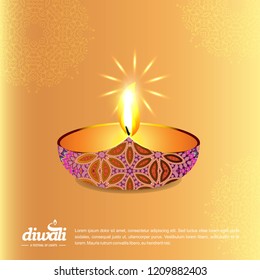 Diwali design with yellow background and typography vector