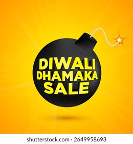 Diwali Dhamaka Sale Design Template Vector Layered illustration. Diwali Sale with Firecrackers vector. Special Offer Discount Poster Design.