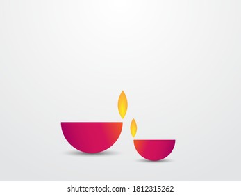 Diwali dias isolated on white background, graphic banner with free space for text 