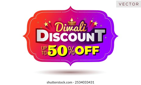 Diwali discount, offer, sale, shopping deals, 50% off logo.