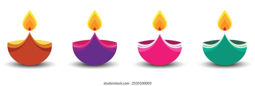 Diwali Diya Candle Lights for Deepavali Hindu Festival. Diwali Celebration Template