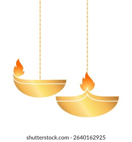 Diwali Diya Candles Hanging Vector Eps 10
