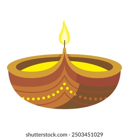 Diwali Diya lámpara de arcilla aislada