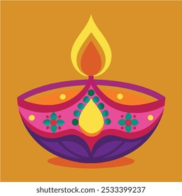 Diwali Diya lámpara de arcilla aislada.