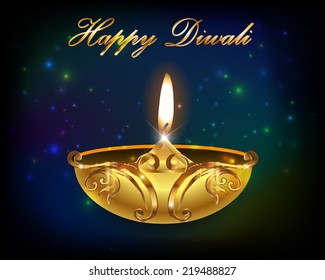 Diwali, diya with happy diwali background - vector eps10