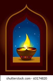 Diwali Diya - Oil lamp for deepawali celebration - Vector illustration