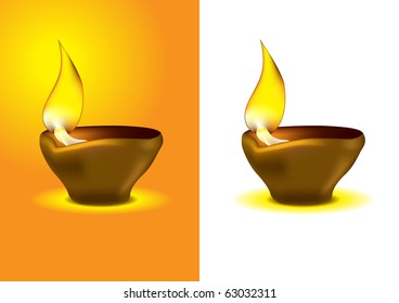 Diwali Diya - Oil lamp for dipawali celebration - Vector illustration