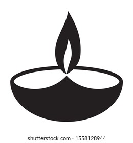 Diwali diya oil lamp flat vector icon for holiday apps and websites