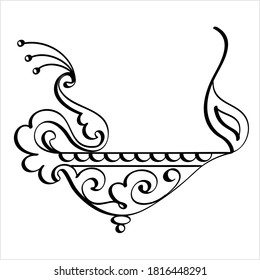 Diwali Diya Pen Ink Style Sketch Greeting, Festival Of Light, Symbolic Victory Of Light Over Darkness, Good Over Evil Vector Art Illustration