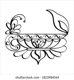 Diwali Diya Pen Ink Style Sketch Greeting, Festival Of Light, Symbolic Victory Of Light Over Darkness, Good Over Evil Vector Art Illustration