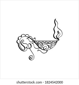 Diwali Diya Pen Ink Style Sketch Greeting, Festival Of Light, Symbolic Victory Of Light Over Darkness, Good Over Evil Vector Art Illustration