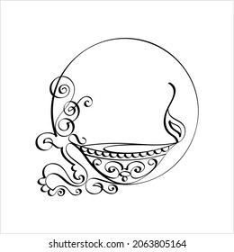 Decorative diya(deepak) symbol with henna design vector black posters for  the wall • posters traditional, tradition, template | myloview.com