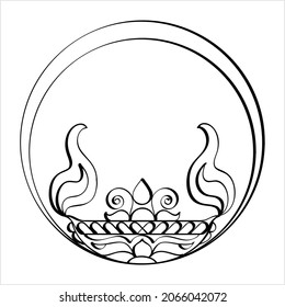 Diwali Diya Pen Ink Style Sketch Greeting, Festival Of Light, Symbolic Victory Of Light Over Darkness, Good Over Evil Vector Art Illustration