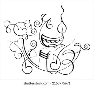 Diwali Diya Pen Ink Style Sketch Greeting, Festival Of Light, Symbolic Victory Of Light Over Darkness, Good Over Evil Vector Art Illustration