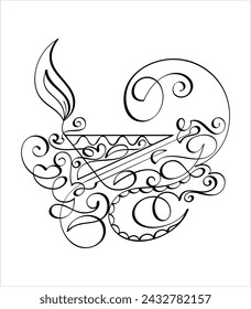 Diwali Diya Pen Ink Style Sketch Greeting, Festival Of Light, Symbolic Victory Of Light Over Darkness, Good Over Evil Vector Art Illustration