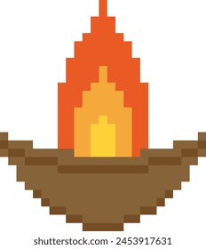 Diwali Diya pixel vector image or clipart for background or project