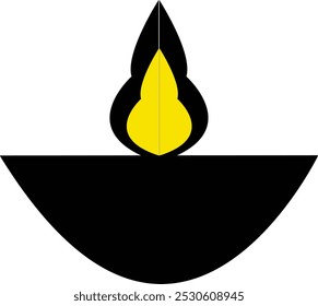 Diwali Diya Vector Imagen en blanco y negro