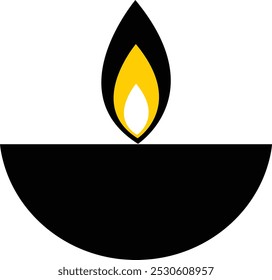 Diwali Diya Vector Black And White Image