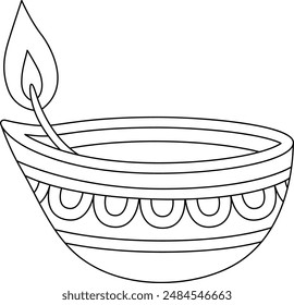 Diwali Diyas Isolated Coloring Page for Kids