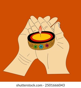 Diwali draft with hand and lamp for background template 