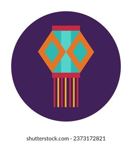 Diwali element. Indian festival of lights icon. Colorful deepavali sign on a background. Vector illustration in flat cartoon style
