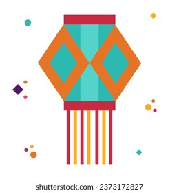 Diwali element. Indian festival of lights icon. Colorful deepavali sign on a background. Vector illustration in flat cartoon style