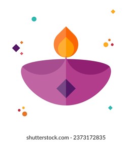 Diwali element. Indian festival of lights icon. Colorful deepavali sign on a background. Vector illustration in flat cartoon style
