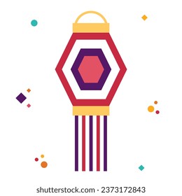 Diwali element. Indian festival of lights icon. Colorful deepavali sign on a background. Vector illustration in flat cartoon style