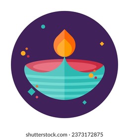 Diwali element. Indian festival of lights icon. Colorful deepavali sign on a background. Vector illustration in flat cartoon style