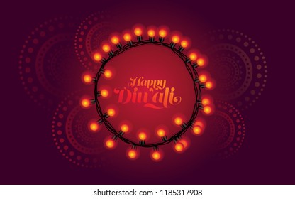 Diwali Festival Background with Glowing Light’s and Floral Ornaments
